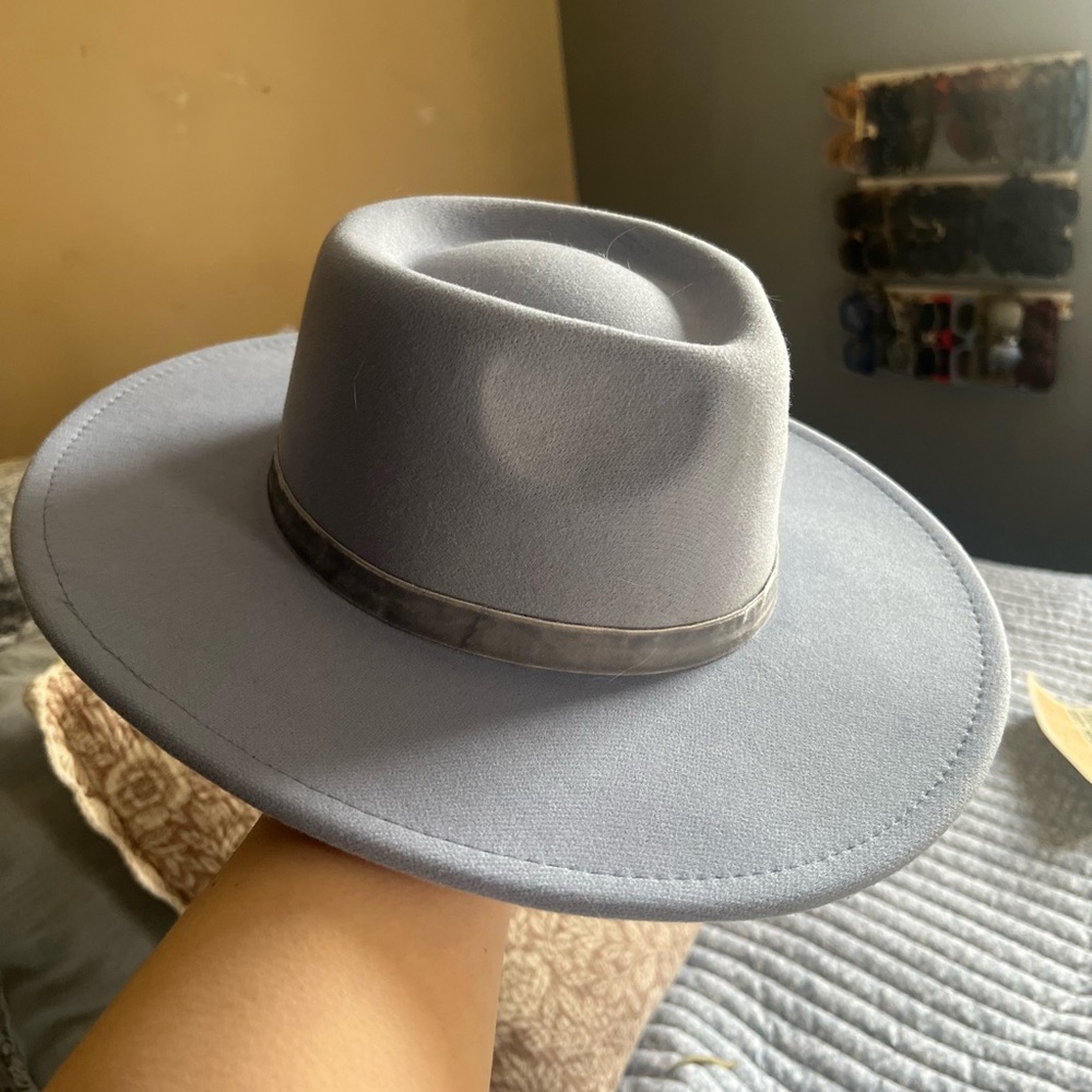 Stylish light blue wide brim Hat